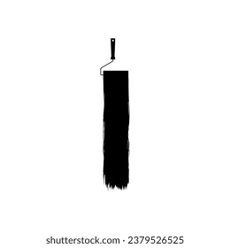 Paint Roller and Brush Stroke Silhouette, can use for template, lay out, background, art illustration,  advertisement space, or graphic design element. Vector Illustration