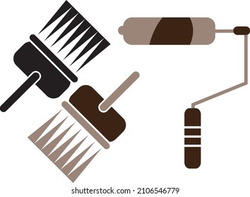 paint roller and paint brush vector color icon..eps
