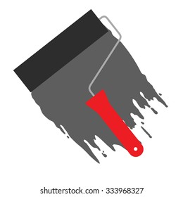  Paint roller brush with paint , Vector illustration