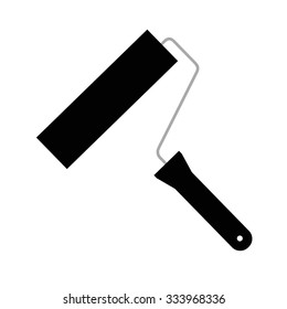  Paint roller brush, Vector. Isolated illustration. Black and white