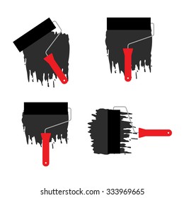 Paint roller brush with paint , Vector set. Illustration