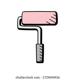 paint roller brushes hand drawn vector design. construction icon