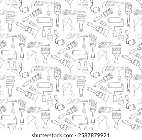 Paint roller brushes seamless pattern. Vector graphic line  background for headers, banners and advertising
 - Powered by Shutterstock - Get 15% off with code: PIKWIZARD15