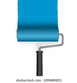 paint roller brushs a line from top colored blue