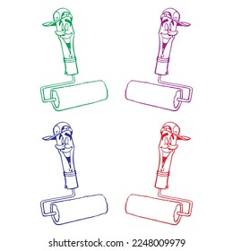 Paint Roller Cartoon Character Vector Illustration
