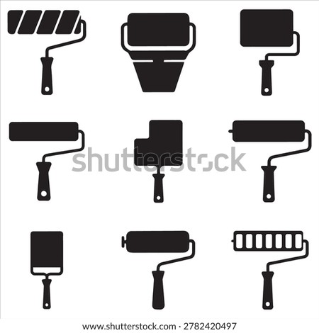 Paint roller clipart featuring a clean modern design ideal for construction home improvement and DIY projects Perfect for logos icons websites and printing materials offering high-quality vector style illustration for creative and professional use branding marketing purposes included designs