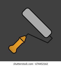 Paint roller color icon. Construction tool. Interior design. Renovation and repair instrument. Isolated vector illustration