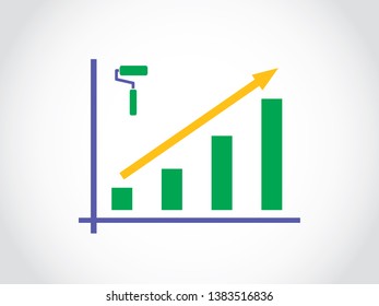Paint Roller Constructions Consumption Sales Increase Graph Bar Arrow