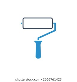 A paint roller, depicted in a simple, stylized graphic. The roller is shown with a handle and a cylindrical roller surface, ready to be used for painting.