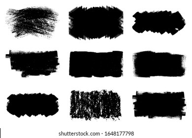 Paint roller distress overlay texture set. Dirty isolated basis. Artistic messy banner background collection. Grunge design element. EPS10 vector.