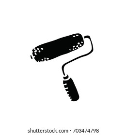 paint roller doodle icon