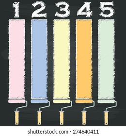 Paint roller drawn with chalk on the blackboard in the form of vectors.