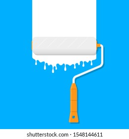 Paint Roller Paint drip on wall White paint Illustration Vector