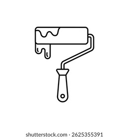 Paint Roller with Dripping Handle Grip Representing Renovation and Home Decor