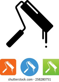 Paint roller with dripping paint icon