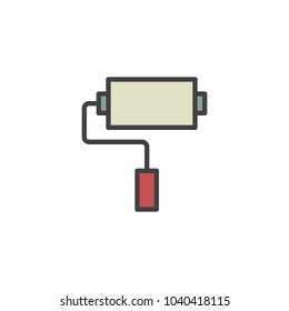 Paint roller filled outline icon, line vector sign, linear colorful pictogram isolated on white. Roller brush symbol, logo illustration. Pixel perfect vector graphics