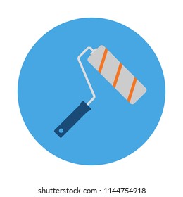 Paint roller flat icon isolated on blue background. Modern Repair and construction  equipment sign symbol in flat style. Working tools Vector illustration for web and mobile design.