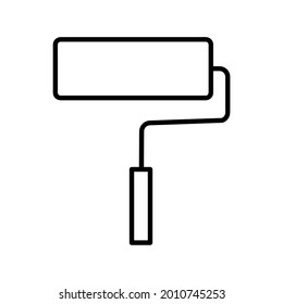 Paint roller flat icon. Pictogram for web. Line stroke. Isolated on white background. Outline vector eps10