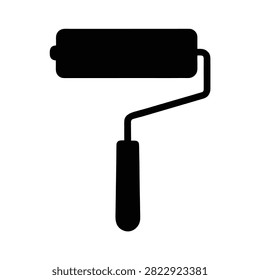 Paint Roller Flat Icon Style Silhouette Vector Art Illustration