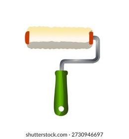 Rodillo de pintura en estilo plano para el trabajo de pintura de la pared. Adecuado para guías de renovación, proyectos de bricolaje e ilustraciones de mejoras para el hogar.