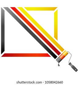 paint roller with german flag stripes