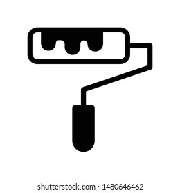 paint roller glyph flat vector icon