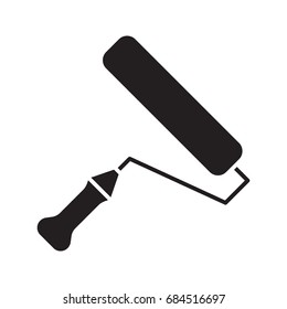 Paint roller glyph icon. Silhouette symbol. Negative space. Vector isolated illustration