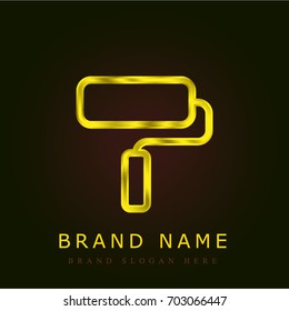 Paint roller golden metallic logo
