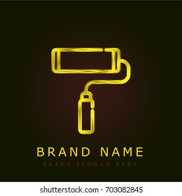 Paint roller golden metallic logo