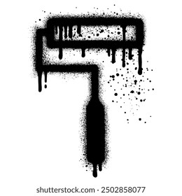 Paint roller graffiti with black spray paint. vector illustration.