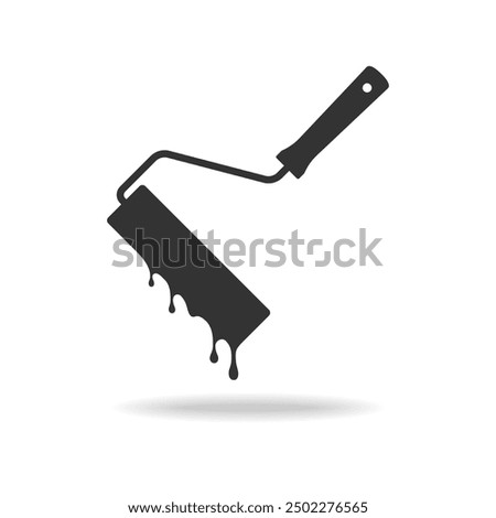 Paint roller graphic icon. Roller sign isolated on white background. Painter work tool symbol. Vector illustration