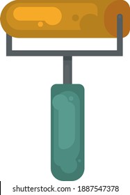Paint roller with a green handle , illustration, vector on white background