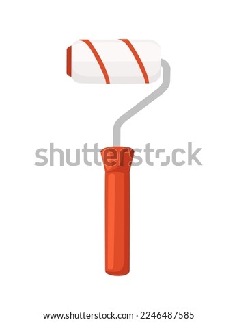 Paint roller hand tool instrument for painting vector illustration isolated on white background