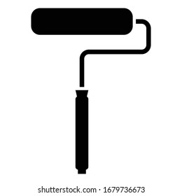 paint roller with handle in black and white