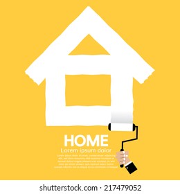 Paint Roller Home Concept Vector Illustration