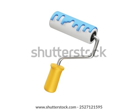 Paint roller icon 3d rendering illustration