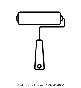 Icono de rodillo de pintura. Silueta de contorno negro. Ilustración gráfica plana vectorial. Objeto aislado sobre un fondo blanco. Aislar.