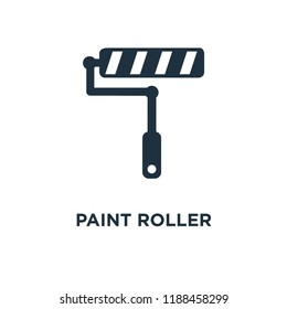 Paint roller icon. Black filled vector illustration. Paint roller symbol on white background. Can be used in web and mobile.