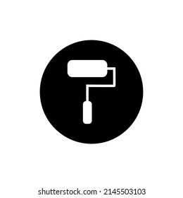Paint roller icon in black round