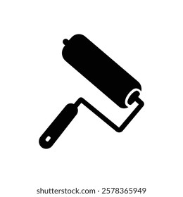 Paint Roller icon. Black Paint Roller silhouette vector illustration isolated on white background.