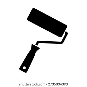 Paint Roller icon. Black Paint Roller silhouette vector illustration isolated on white background.  worktool simple symbo