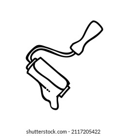 paint roller icon black and white vector illustration. Editable outline stroke.