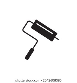 Icono de rodillo de pintura signo de Vector blanco y negro