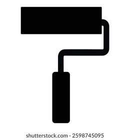 Paint roller icon in black and white, designed in a clean vector style. Simple and minimalistic, perfect for painting, renovation, and home improvement themes. Ideal for logos, signs, or graphics.