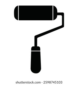 Paint roller icon in black and white, designed in a clean vector style. Simple and minimalistic, perfect for painting, renovation, and home improvement themes. Ideal for logos, signs, or graphics.