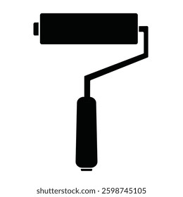 Paint roller icon in black and white, designed in a clean vector style. Simple and minimalistic, perfect for painting, renovation, and home improvement themes. Ideal for logos, signs, or graphics.