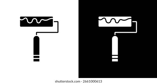 Paint roller icon. black and white line icons pack.