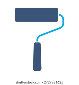 Icono de rodillo de pintura azul Vector plano diseño de pared símbolo de renovación decoración herramienta de reparación de pincel signo de elemento gráfico