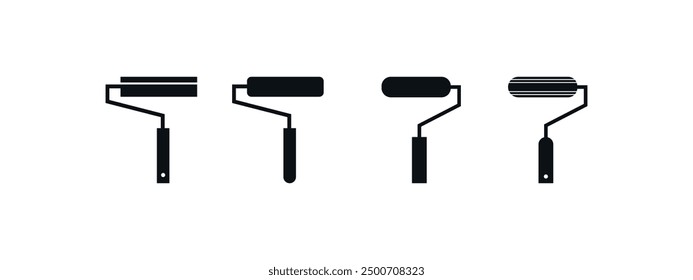 Paint Roller Icon Collection. Essential Paint Roller Silhouettes for Home Decor, Wall Painting, Interior Design, and DIY Enthusiasts. Professional Painting Equipment for Home Improvement Projects.