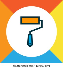 Paint roller icon colored line symbol. Premium quality isolated wall painting element in trendy style.